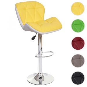 Tabouret de bar HWC A92, tabouret de bar, cuir synt tique r&eacute;glable en hauteur ~ jaune