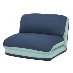 D&eacute;coshop26 Matelas fauteuil-lit pliant fauteuil de rela par ation dossier reglable tissu bleu clair - bleu fonce