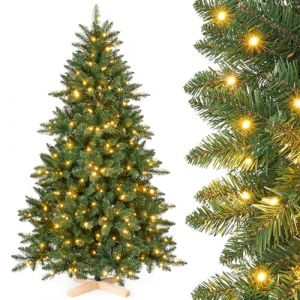 YORBAY Sapin de Noël Artificiel 210CM, 420 Lumières LED avec 10 Modes, Sapin Artificiel pour Décoration avec Support