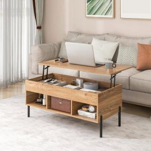 Table basse réglable en hauteur naturel 100 x 50 x 59,5 cm