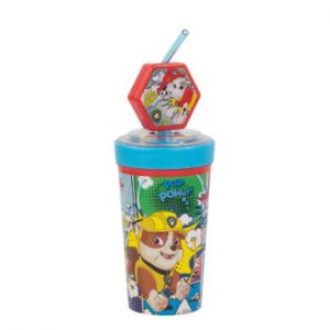 Pos P:os Gobelet Paw Patrol avec paille 475 ml, figurine 3D