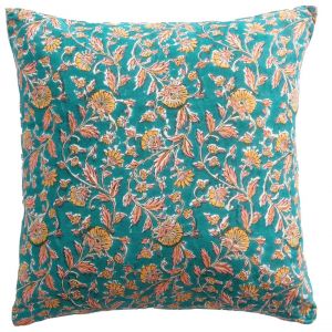 Image de Coussin bleu canard en coton 40x40 INDI