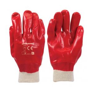 Silverline 447137 - Gants tricot PVC rouges - Taille unique