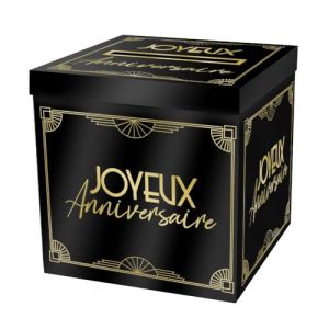 Image de Urne carton cagnotte anniversaire gatsby 20cm noir - générique ardurnem