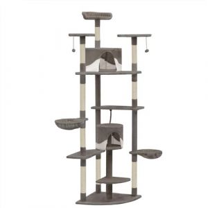 Image de VidaXL Arbre à chat avec griffoirs en sisal 203 cm Gris et Blanc