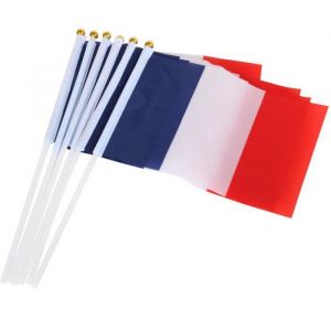 Trixes 10 Drapeaux Français en Nylon Tricolore à Main pour Le 14 Juillet
