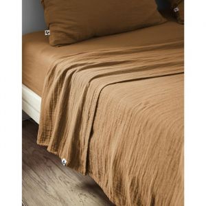 L'effet Papillon - Drap plat 270 x Drap plat 270 x 300 cm Double gaze de coton luxe Gaïa Camel