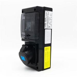 Borne de recharge avec prise Europe 32A compl&egrave;te avec protections et compteur