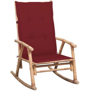 VidaXL Chaise à bascule avec coussin Bambou - Rouge