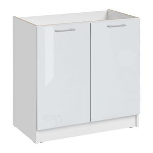 Cuisineandcie - Meuble sous-évier - 2 portes, L 80 cm - blanc brillant