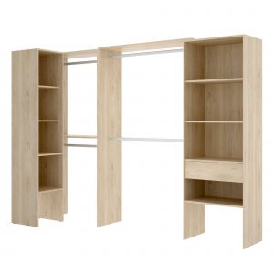 Armoire Arera, Structure pour dressing d'angle, Porte-manteau d'angle ouvert, 248x79h187 cm, Chêne