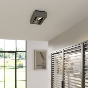 Plafonnier à intensité variable 'Ronka' en aluminium pour salon & salle à manger - gris foncé