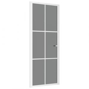 VidaXL Porte int&eacute;rieure 83x201,5 cm Blanc Verre ESG et aluminium