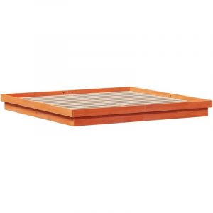 VidaXL Cadre de Lit à LED, Lit Simple avec Sommier à Lattes, Lit Double, Lit Adulte de Chambre, Moderne, Cire Marron 180x200 cm Bois de Pin Massif