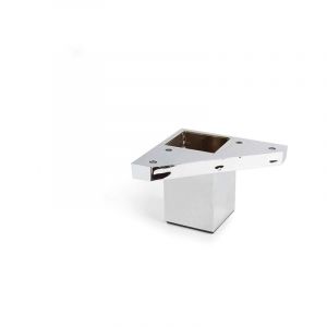 Pied De Meuble Rei - 68440 - Pied D'angle Carre En Abs Finition Chrome Brillant Mod.972. Hauteur 52 Mm