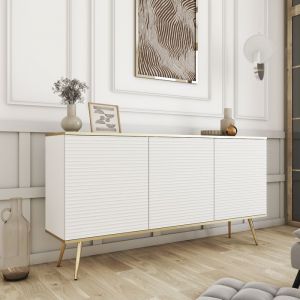 Buffet Komodee Banff Kom2 Jambes M&eacute;talliques Dor&eacute;es Blanc Blanc 39 X 160 X 85 Cm