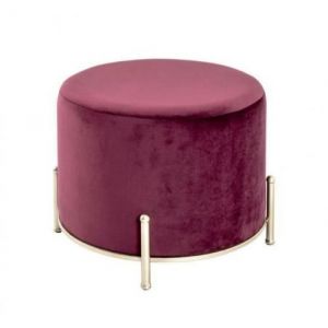 Image de Pegane Tabouret coloris rouge-or en métal - H 40 x Ø 48 cm