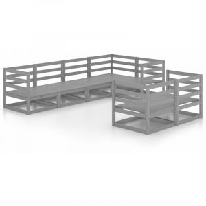 VidaXL Salon de jardin 7 pi&egrave;ces canap&eacute;s gris en pin massif 70x67x70 cm Vida XL