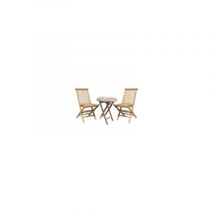 Chalet et Jardin Ensemble de jardin Teck - 2 chaises et table pliante octogonale