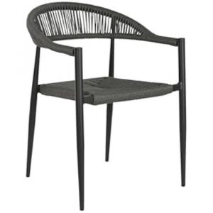 Garden chair Home ESPRIT Black Dark grey Aluminium Rattan 56 x 60 x 78 cm