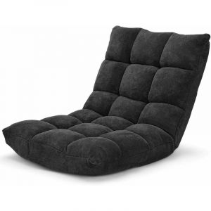 Chaise de sol pliante réglable noire 105 x 56 x 15 cm