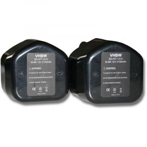 Image de Vhbw Lot 2 batteries Ni-MH 2100mAh pour outils WH 12DK, WH12D, WH12DC, WH12DH, WH12DK, WP 12DA. Remplace Hitachi EB12, E