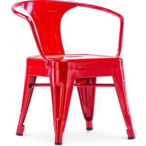 Privatefloor Chaise pour enfant Stylix – avec accoudoirs - Métal Rouge Fer - Rouge