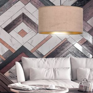 EMIBIG LIGHTING Suspension Jari abat-jour tissu 1 lampe ros&eacute; dor&eacute;