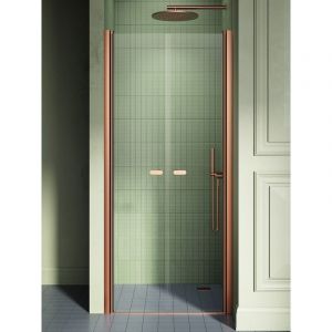 Porte de douche battante 80 cm cuivre bross&eacute; MONAKO COPPER BRUSHED