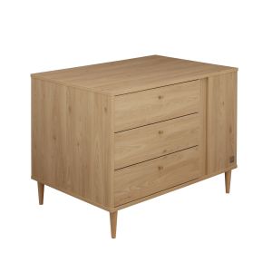 Commode-Îlot Bébé Décor Bois Chêne Suave Avec Rangements 3 Faces