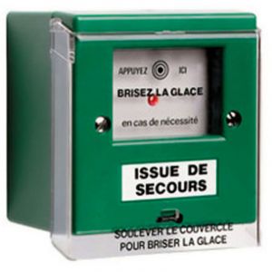 Dom Boitier bris de glace vert 1 contact exi 400 declencheur manuel pour issue de secours