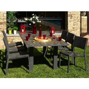 Image de DCB Factory Table de jardin rectangulaire en aluminium et composite 160/220 x 100 x 74 cm