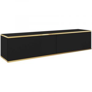 Selsey - mucalma - Meuble tv - 135 cm - noir avec inserts dorés