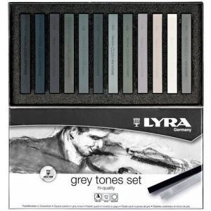 Lyra Set de 12 Pastels secs Polycrayons Soft 'nuances de gris' de