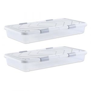 VEVOR Sacs de Rangement sous Lit avec Roulettes, Organisateur de Chaussures sous le Lit de 101x51x15 cm, Bo&icirc;te de Rangement avec Couvercle et Poign&eacute;es pour V&ecirc;tements, Couvertures, Chambre &agrave; Coucher