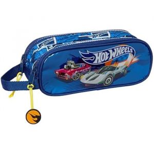 Safta Hot Wheels Sonny Trousse Double pour Enfant, idéale pour Les Enfants d'âge Scolaire, Confortable et Polyvalente, qualité et résistance, 21 x 6 x 8 cm, Bleu Marine, Bleu Marine, Estándar, Décontracté