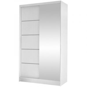 Atlanta Mobilier1 - Armoire 167, Blanc, 200x100x58cm, Portes d'armoire: Glissement, Nombre d'étagères: 0