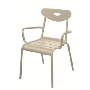 Proloisirs Fauteuil Empilable En Aluminium ? Smiley ? Structure Tube Rond &Oslash; 25 Mm ? Coloris Cr&egrave;me