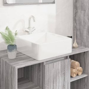 VidaXL Lavabo blanc 37x37x13 cm céramique carré