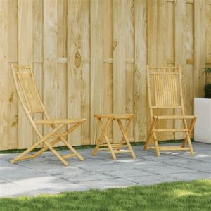 VidaXL Ensemble de bistro 3 pcs bambou, ensemble de bistro de jardin, ensemble de balcon, ensemble de meubles d'ext&eacute;rieur
