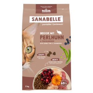 Sanabelle Indoor avec pintade et myrtilles pour chat 8 kg