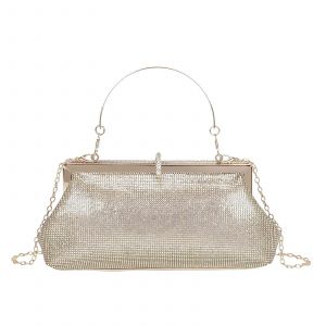 Pochette de Soir&eacute;e pour Femme Effet Strass avec Poign&eacute;e Rigide et Cha&icirc;ne M&eacute;tal Gallantry Dor&eacute;e