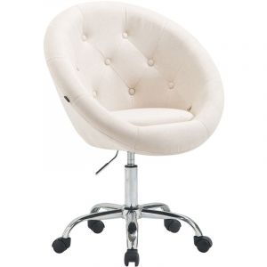 CLP Fauteuil de Bureau &agrave; Roulettes London V2 en Tissu avec Pi&eacute;tement en M&eacute;tal, Cr&egrave;me