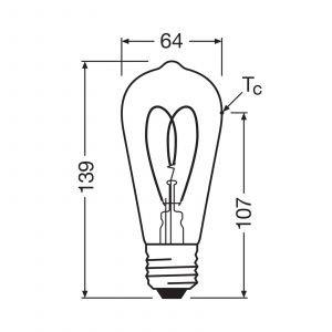 Osram Vintage 1906 Edison est une blanc chaud à intensité variaben forme d'ampouEdison avec filament. Il offre 7,2 W pour 806 lm,E27, verre clair, diamètre 64 mm, 2700 K, EEK E.