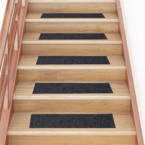 VidaXL Tapis d escalier auto adhésifs 30 pcs gris 76x20 cm