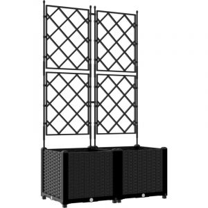 VidaXL Jardinière de jardin avec treillis 2 pcs Noire 80x40x143 cm