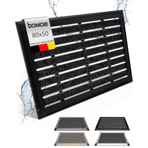 Bomoe AluGant Paillasson en Aluminium Anthracite 50x80 cm - Tapis en Caoutchouc Pour Intérieur Extérieur Antidérapant & Résistant