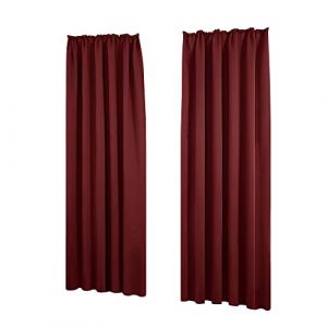 Lot de 2 Rideaux Occultants Galon Fronceur, 140x210 cm, Rouge - Rouge - Deconovo