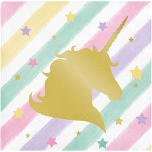 16 petites serviettes Licorne Rainbow Pastel