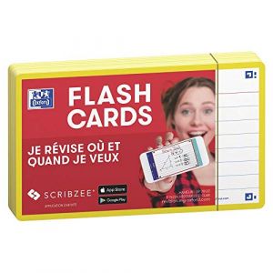 Oxford 80 flashcards - 7,5 x 12,5 cm - Flash 2.0 - Ligné - cadre jaune